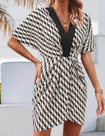 Rochie scurta SHEIN, crem/negru