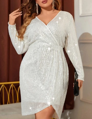 Rochie scurta SHEIN CURVE, argintiu Alb