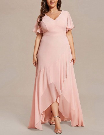 
						Rochie lunga Ever-Pretty Plus Size, roz pudra