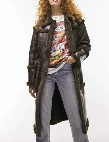 Palton Top Shop, verde inchis