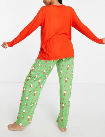 Pijama Loungeable Maternity, rosu/verde