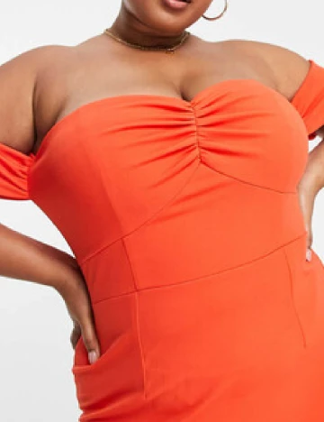 Rochie lunga Little Mistress Plus Size, portocaliu