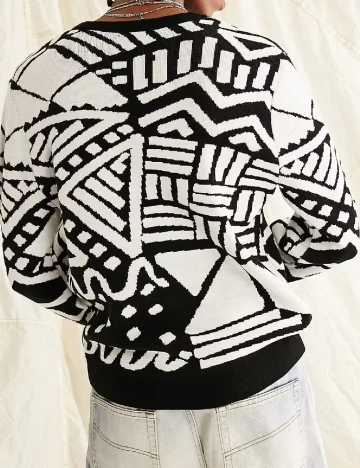 Pulover ASOS, alb/negru