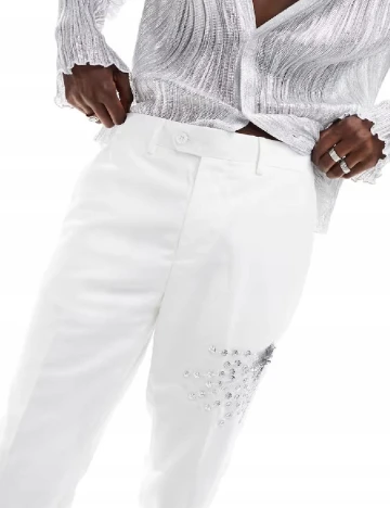 Pantaloni Devil s Advocate, alb Albastru