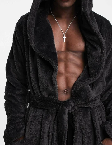 Halat de baie ASOS, negru Negru