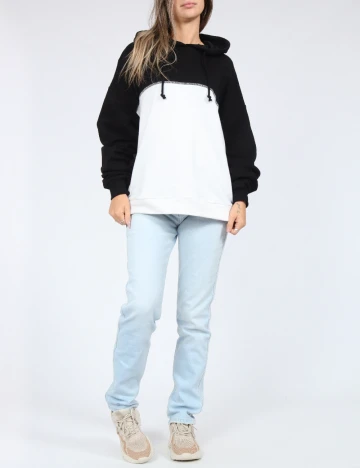 Hanorac ASOS, alb/negru Negru