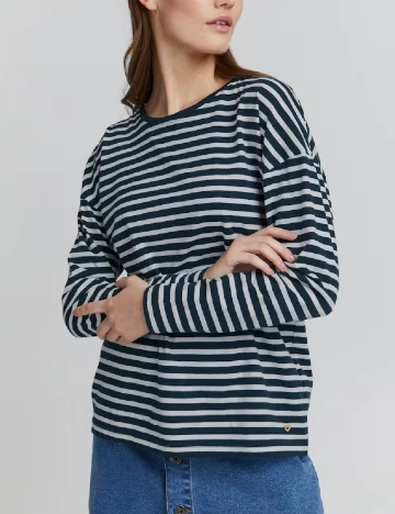 Bluza Oxmo, albastru/alb