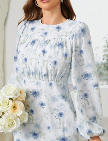 Rochie medie SHEIN, alb/albastru