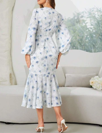 Rochie medie SHEIN, alb/albastru