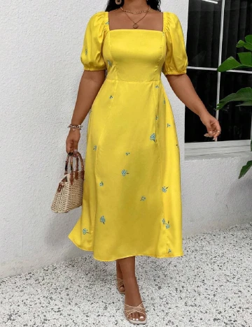 Rochie medie SHEIN CURVE, galben