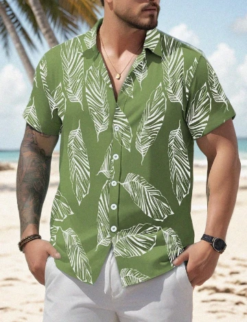 Camasa SHEIN Plus Size Men, verde Verde