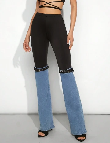 Pantaloni SHEIN, negru/albastru