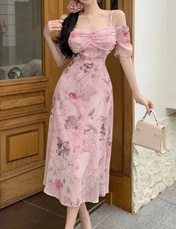 Rochie medie Dazy, roz