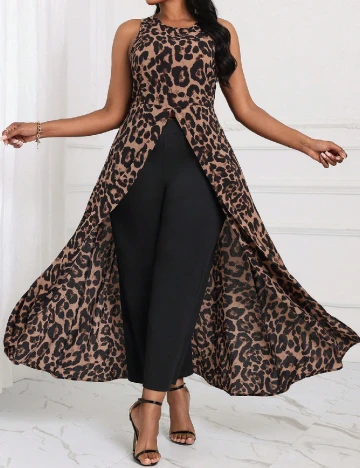 Compleu SHEIN CURVE, animal print/negru