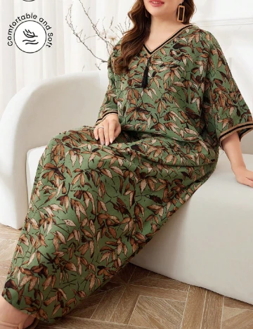 Rochie lunga SHEIN CURVE, verde/maro