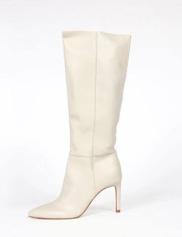 Cizme Stradivarius, crem