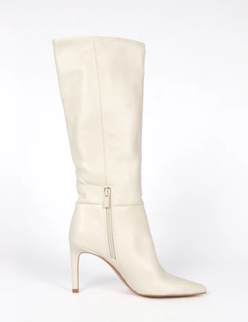 Cizme Stradivarius, crem