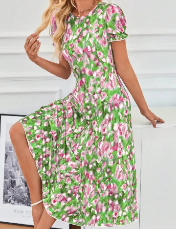 Rochie medie SHEIN, verde/roz