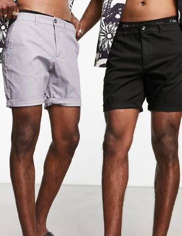 Set Pantaloni scurti 2 perechi ASOS, negru/gri Gri