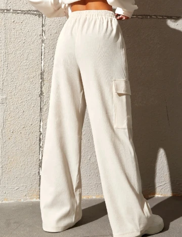 Pantaloni SHEIN, ecru Alb