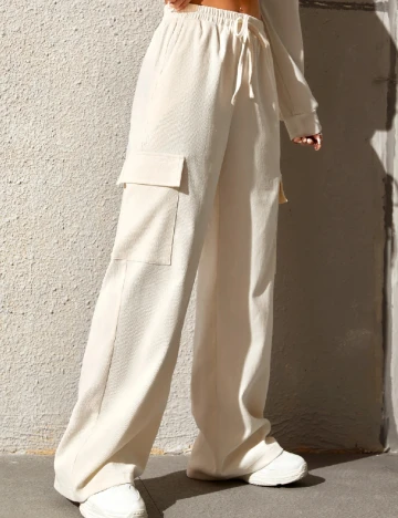 Pantaloni SHEIN, ecru Alb