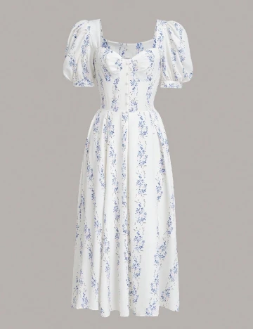 Rochie lunga SHEIN, alb/albastru Alb