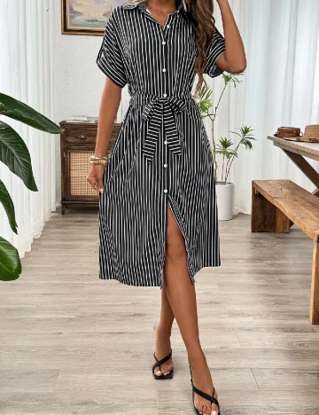 Rochie medie SHEIN, alb/negru Negru