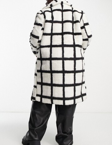 Palton Violet Romance Plus Size, alb/negru