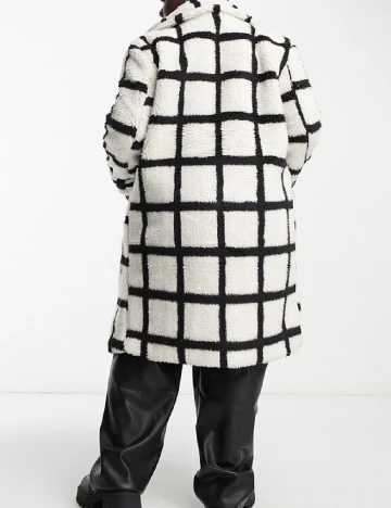 Palton Violet Romance Plus Size, alb/negru