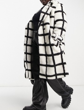 Palton Violet Romance Plus Size, alb/negru