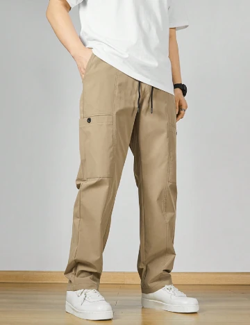 Pantaloni SHEIN Plus Size Men, maro deschis