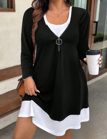 Rochie scurta SHEIN CURVE, alb/negru