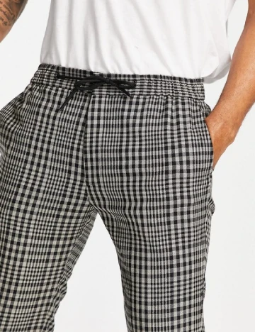 Pantaloni Topman, alb/negru