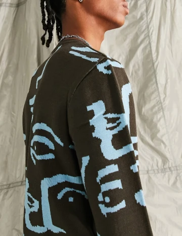 Pulover ASOS, maro/albastru