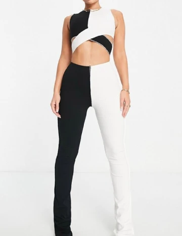 Pantaloni naked wardrobe, alb/negru