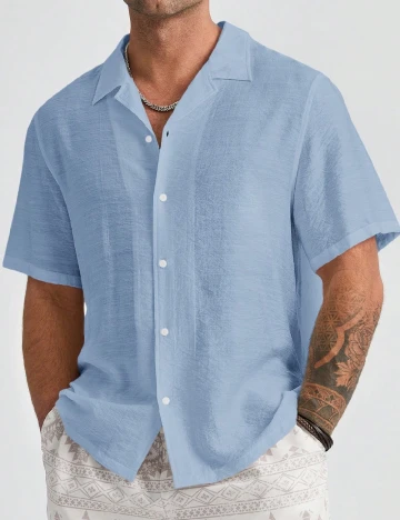 Camasa SHEIN Plus Size Men, albastru deschis