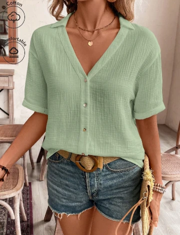 Camasa SHEIN, verde deschis