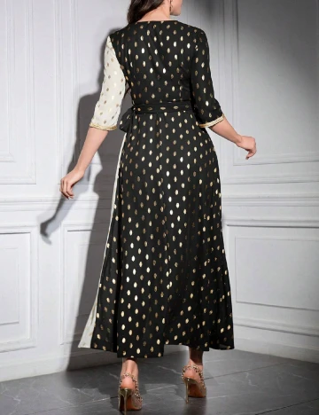 Rochie lunga SHEIN, negru/crem