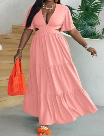 Rochie lunga SHEIN CURVE, piersica