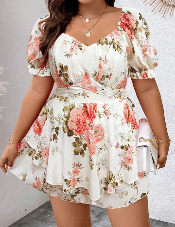 Rochie scurta SHEIN CURVE, floral print