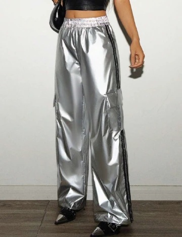 Pantaloni SHEIN, argintiu