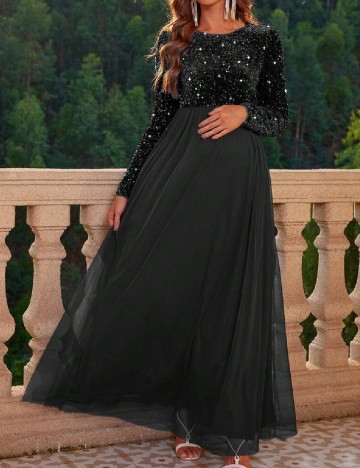 Rochie lunga SHEIN Maternity, negru
