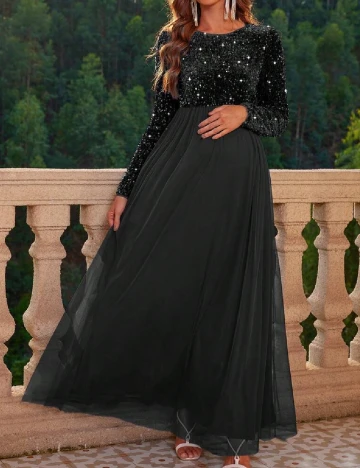 Rochie lunga SHEIN Maternity, negru