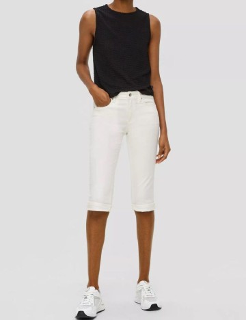 
						Pantaloni trei sferturi Q/S, alb