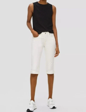 Pantaloni trei sferturi Q/S, alb