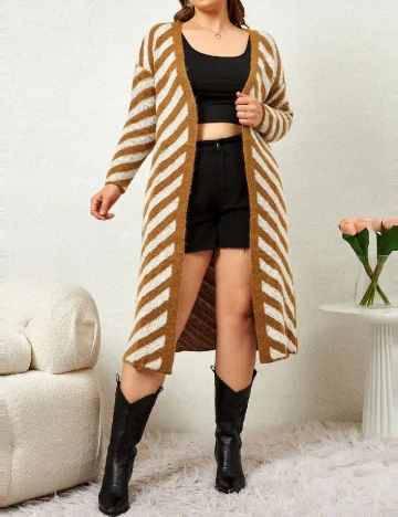 Cardigan SHEIN CURVE, maro