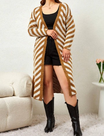 Cardigan SHEIN CURVE, maro