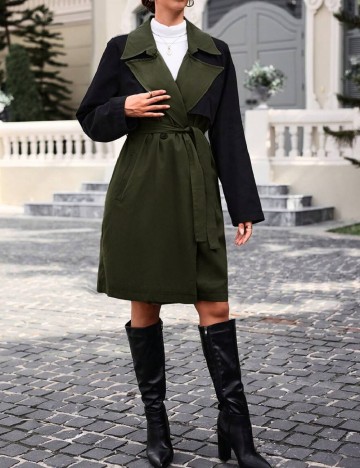 
						Trench SHEIN, verde/negru