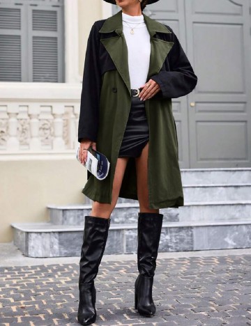 Trench SHEIN, verde/negru