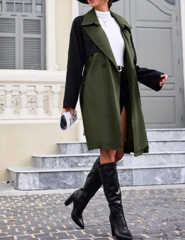 Trench SHEIN, verde/negru
